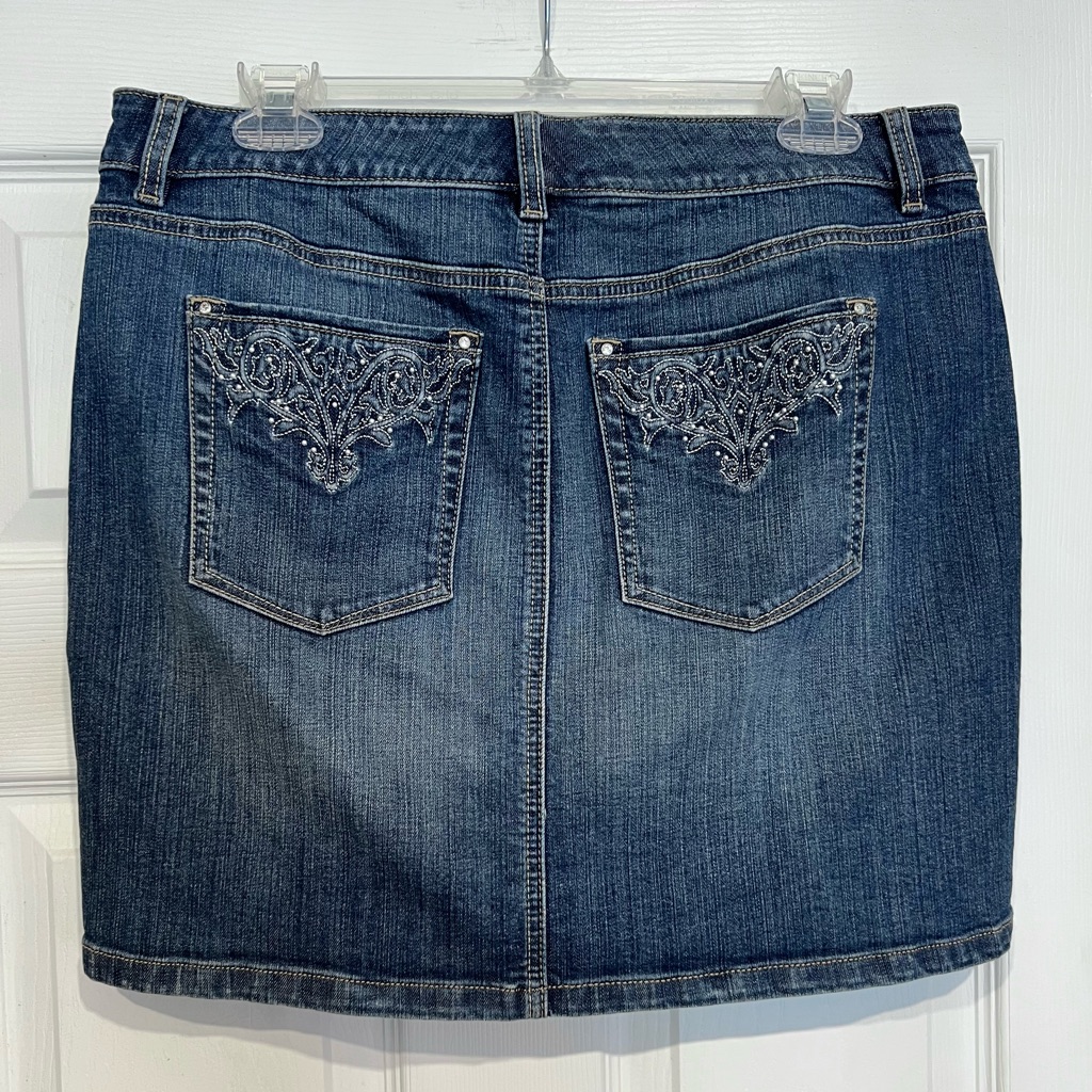 White House Black Market Embellished Denim Mini Skirt Size 8